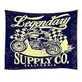 ANLAI レトロなスカルタペストリービンテージバイクの壁掛け家の装飾のための寝室の居間 150cm x 100cm