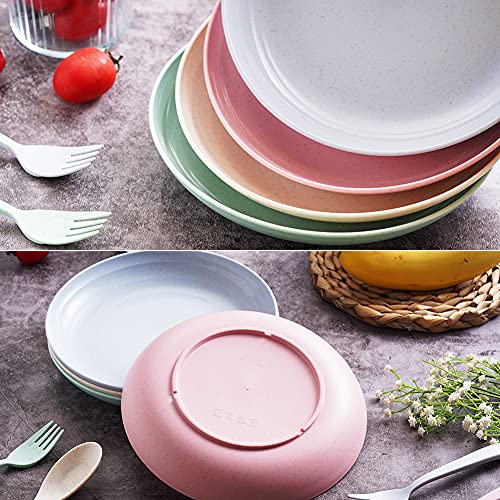 Tao Cicada Wheat Straw Dinner Plates, Pack Of 4 Reusable Unbreakable Wheat Straw Dinner Plates、Spoon And Fork, Dishwasher & Microwave Safe, Degradable Eco-Friendly For Children Adult #TOP4