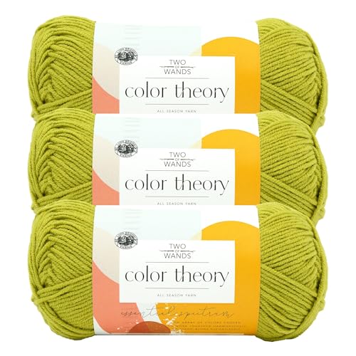 Image of Lion Brand Yarn, Color Theory Worsted Weight Yarn for Knitting and Crochet, Citron, 3 Pack, Acrylic Fiber with Modern Color Palette, Perfect for Sweaters, Hats and Cozy Blankets