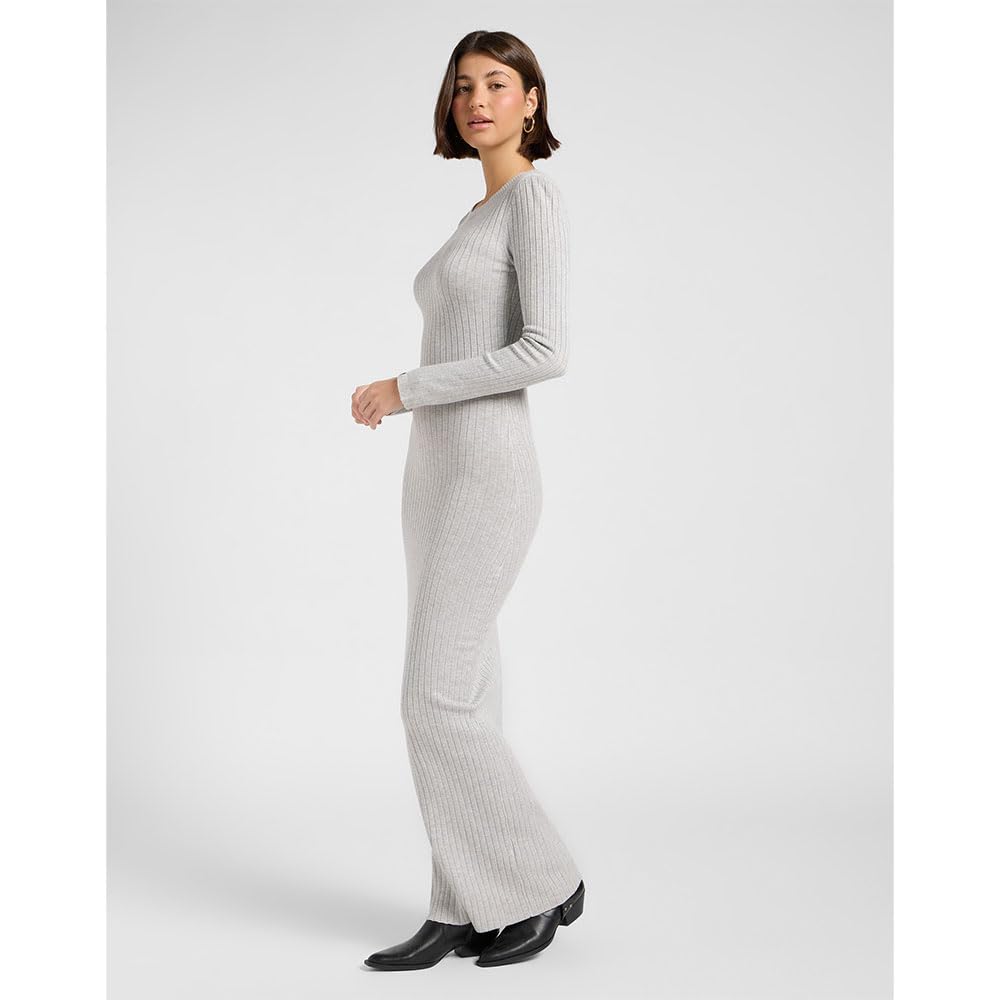 Lee - Vestido Mujer - Corte Regular - Crew Neck Maxi Dress - Gris Jaspeado