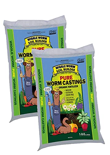 Worm Castings Organic Fertilizer, Wiggle Worm Soil Builder, 2 Pack of 30-Pounds