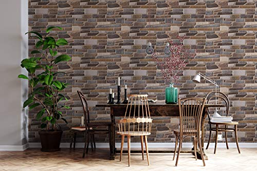 Image of DWELLSINDIA Uneven Brick Stones Self Adhesive Peel and Stick PVC Wallpaper Waterproof, Scratch Resistant, Laminated (41CM X 244CM, Natural, Matt)