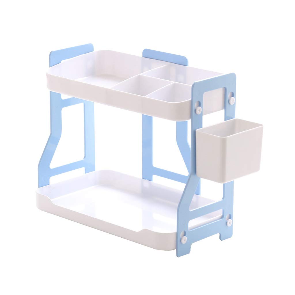 XUE JUAN 1983 Book Shelf Bookcase Multi-function Bookshelf Double-layer Desktop Bookshelf Study Home Storage Rack Bookshelf Storage Organizer Freestanding (Color : Blue)