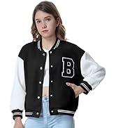 Mebius Girls Varsity Jacket Kids Tweed Letterman Baseball Outerwear Stripe Trim Contrast Sleeve S...