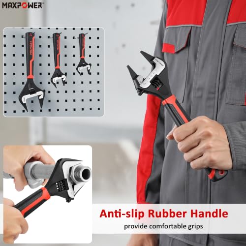 Image of MAXPOWER 6 8 12-inch Slim Jaw Adjustable Wrench Set