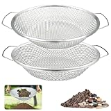 2PCS Soil Sifter for Gardening, Rock Sifter for 5gallon Bucket, Dirt Sifter Compost Sifter, Sifter for Gravel Sawdust Vermicompost, 3mm, 6mm Soil Sifter with Handle