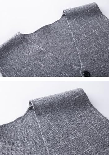 Rivccku Men's Vest Pullover Knitted 100% Pure Cashmere Button Front Sleeveless Cardigan Sweater2