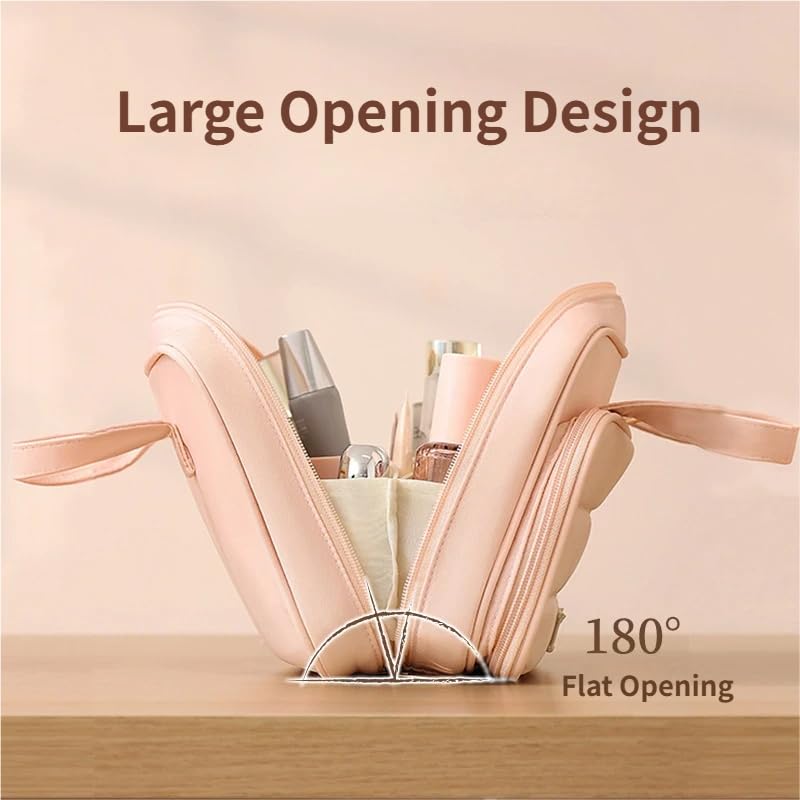 Image of WEMOL Large Opening Cosmetic Travel Bag for Women (Blush Pink Big)