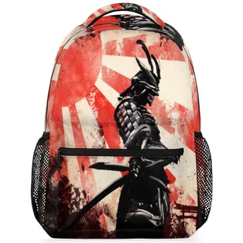 WowPrint Sunset Samurai Katana - Mochila para niños, niñas, hombres y mujeres, mochila samurai japonesa, mochila escolar, senderismo, viajes, laptop, mochila casual, Color, Medium