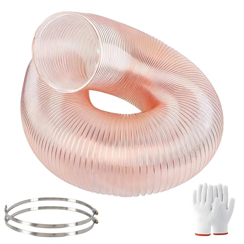 8 Inch x 8 Foot Lawn Vacuum Hose Flexible Hose Replacement Part Grass Catcher Lawn Vac Hose with Clamps for Leaf Collection Compatible with Most Brand Leaf Blowers