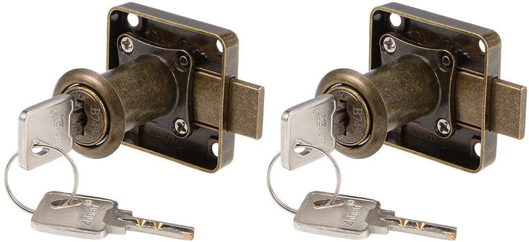 Serrure for tiroir/armoire, cylindre de 18 mm diamètre et 32 ​​mm longueur, clés différentes, alliage zinc, lot 2