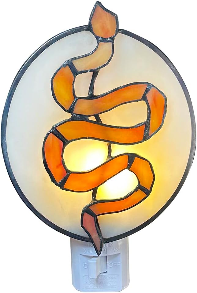 Stained Glass Snake Night Light.Suitable for Bedroom headboard, Hallway, Kitchen.DYM9022 (Orange)