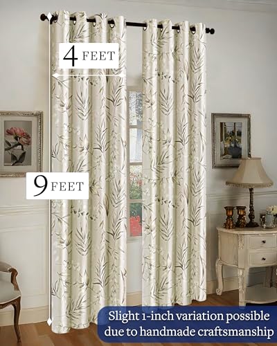 Image of Cloth Fusion Printed 100% Blackout Long Door Curtains 9 Feet Set of 2