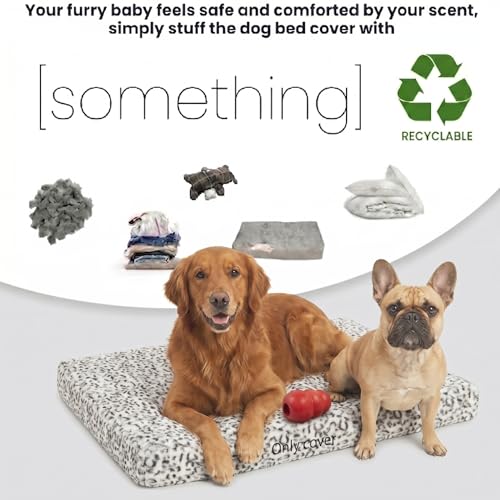 Image of Faux Fur Dog Bed Covers - Ultra Soft Rose Velvet, Removable & Washable, Cozy & Durable,Large Pet Bed Cover Only (No Filling) - Gray, (Leopard Print Black-White, 42 inch L x 28 inch W x 4.5 inch Th)