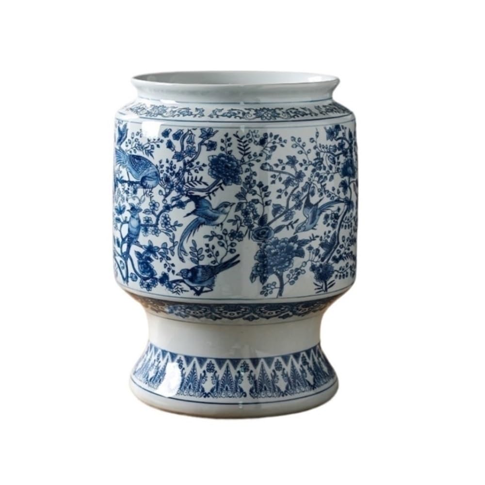 XBGfdySD Ceramic Blue and White Planter Chinoiserie Vase Plant Pot Indoor Porcelain Flower Pot with Drainage Hole(Large)