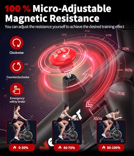 Image of Exercise Bike,Magnetic Resistance Stationary Bike,Silent Indoor Bike with App Sync, LCD Monitor & Adjustable Seat for Home Cardio
