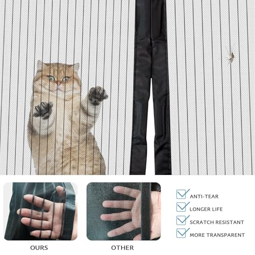 Image of YRH Fly Screen Balcony Door Magnetic 65 x 200 cm - Insect Protection Balcony Door, Fly Screen Door Magnetic with Side Buckles, Durable Mesh, Black