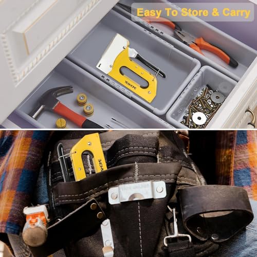 Image of Staple Gun -Upgrade 3 in 1 Upholstery Hand Stapler, Manual Brad Nailer Power Adjustment Stapler Gun for Wood, Crafts, Carpentry, Decoration DIY (Staple Gun, with 6000 Staples)