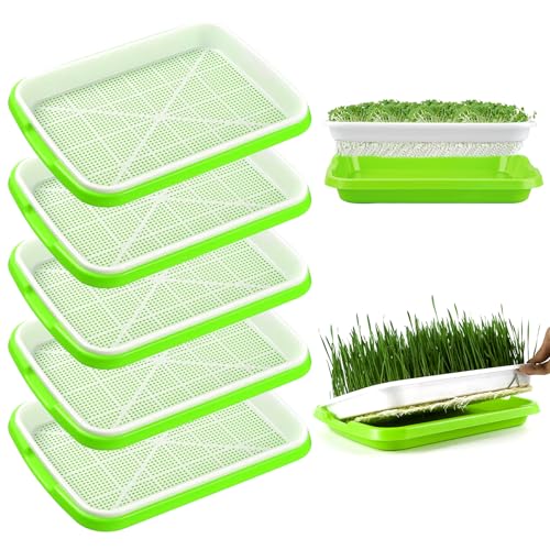 UZSUZZ Bandejas para Brotes de Semillas 5 Bandejas de Germinación de Semillas Bandeja de Germinación de Gran Capacidad Propagador Hidropónico Saludable Sin BPA 34 x 25CM