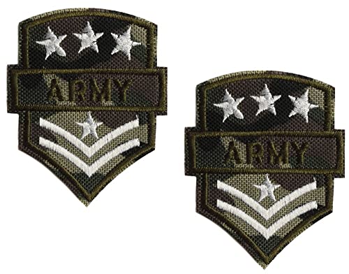 topt mili Lot de 2 ecusson Insigne us Army Sergent brodé Kaki Camouflage armée us USA 7,5x6cm Marines