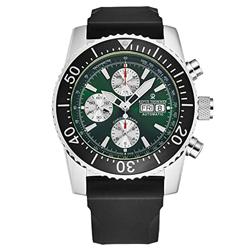 Men's 17030.6521 'Divers' Green Dial Day-Date Chronograph Rubber Strap Automatic Watch