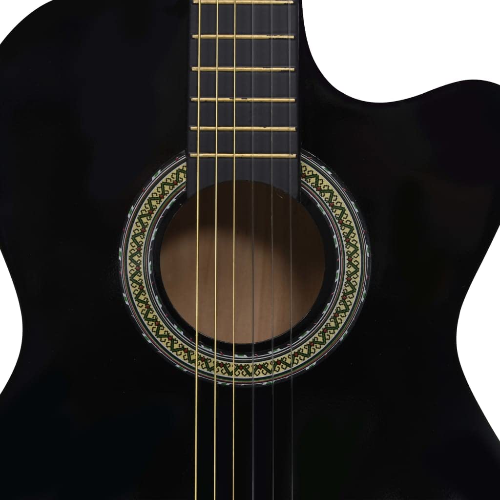 Western Akustik Cutaway Gitarre mit Equalizer 6 Saiten Westerngitarre Akustikgitarre Konzertgitarre Saiteninstrument Musikinstrument Schwarz
