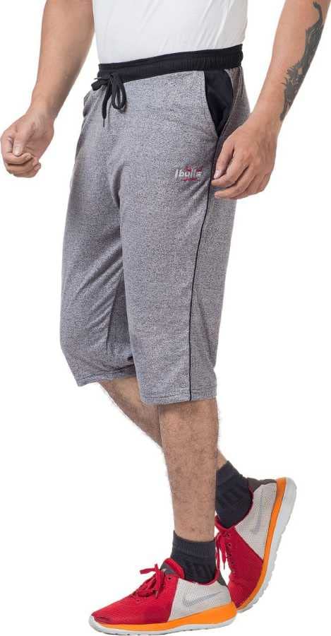 GenericV D Sales, Dark Grey Self Design Hosiery Cotton Three Quarters/Three Fourths/Three by Fourth / 3/4 / Capri for Men- Casual/Sports Wear