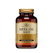 Solgar MERL-OIL A & D – Olio di fegato di merluzzo con Vitamina A e D3, 100 perle softgel
