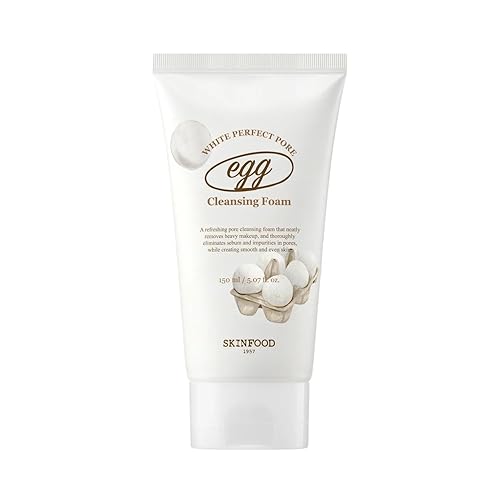 SKINFOOD Egg Perfect Pore Cleansing Foam - Espuma limpiadora de poros 5.1 fl oz  Yema de huevo, albúmina contenida en albúmina  Elimina las