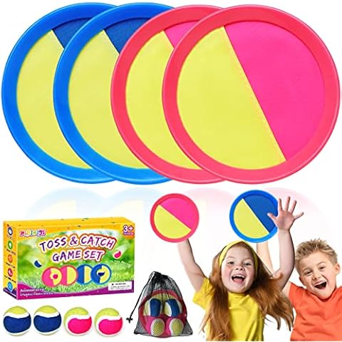 pigipigi Toss and Catch Ball Games: Outdoor Beach Toys for Kids Age 3-12 Years Old Boys Girls Birthday Gifts Outside Activity Yard Paddle Game Toddler Backyard Game Set Family Sport Toy Cover