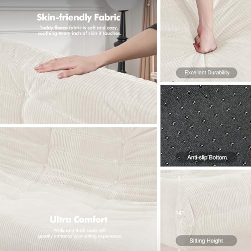 Image of Bean Bag Chair,Giant Beanbag Chairs for Adults,Comfy Large Fireside Chair Lazy Sofa,Corduroy Bean Bag Lounger with Memory Foam Filled,Floor Sofa Couch for Home,Living Room (Beige, Loveseat)