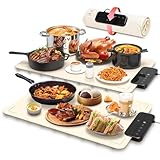 ZAPLIT - 2 piastre elettriche in silicone per alimenti, 6 livelli di temperatura (40 – 100 °C), timer e sicurezza per bambini, tappetino termico portatile per buffet, feste e cucina