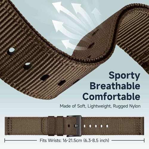 Image of WOCCI Nylon Watch Bands, Contrast Woven Design, Quick Release, Stainless Steel Buckle, Band Width 20mm 22mm 24mm 26mm