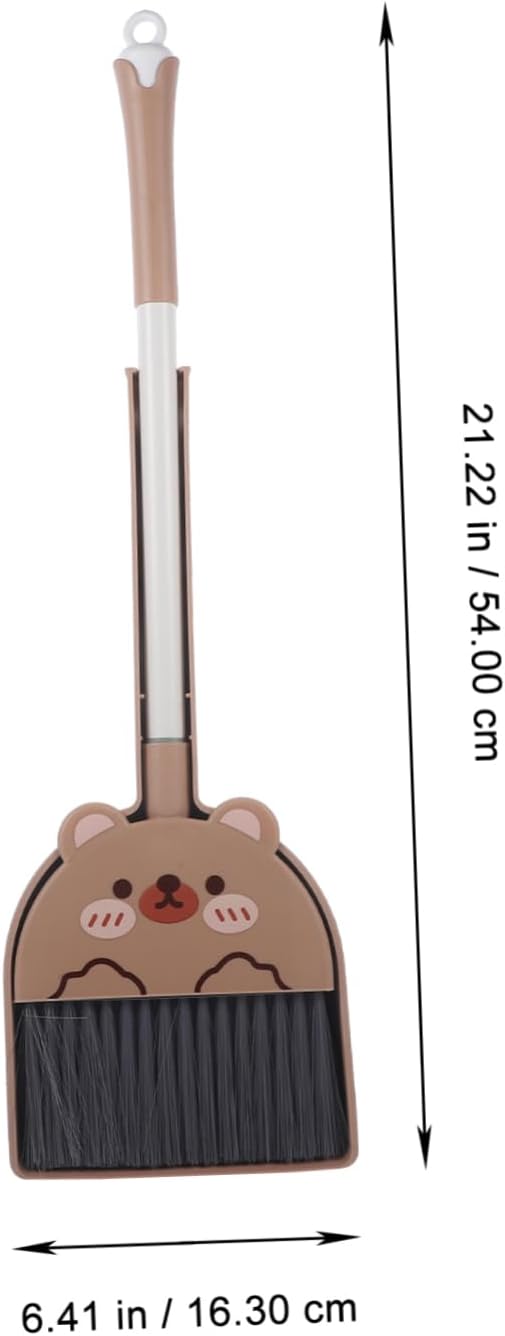 Boy Girl's Broom and Dustpan Set Cute Cartoon Cleaning Tools for Toddlers Dustpan and Broom for Boy Girl for Indoor and Outdoor Housekeeping Role Play Activities
