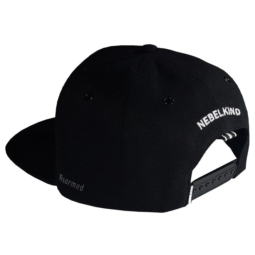 Nebelkind Gorra-Snapback Cap Disarmed Negro, Hombre Mujer Unisex, Talla Unica, tamaño Ajustable, Gorra de béisbol Moda, Estilo Streetwear, Gorras de béisbol con Visera Recta