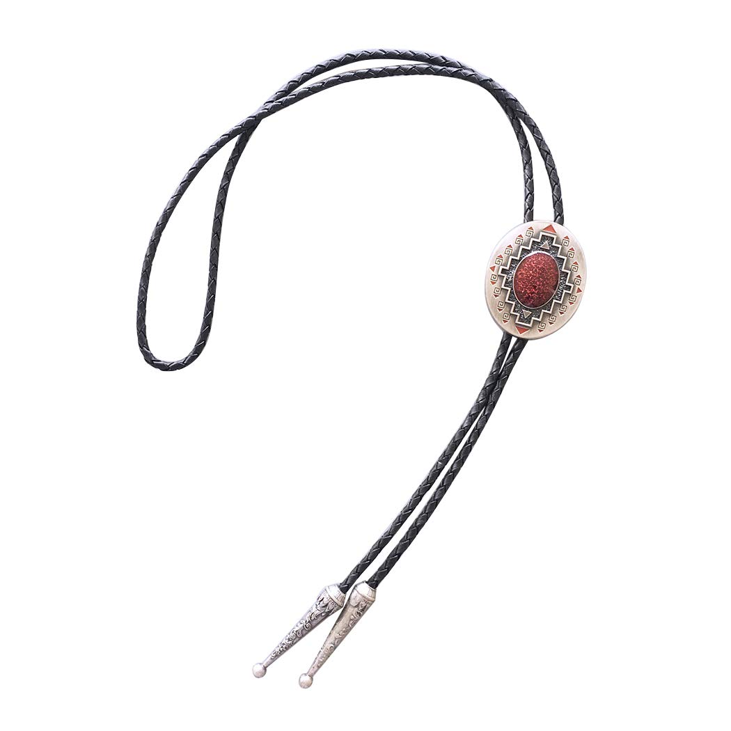 JEANSFRIEND Vintage Silver Plated American Southwest Cowboy Cowgirl Oval Bolo Tie Corbata