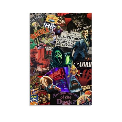 Póster de collage de película de terror, ya sea el fondo de la sala de estar, estudio de pared o dormitorio, este póster puede convertirse instantáneamente en el foco visual, integrándose