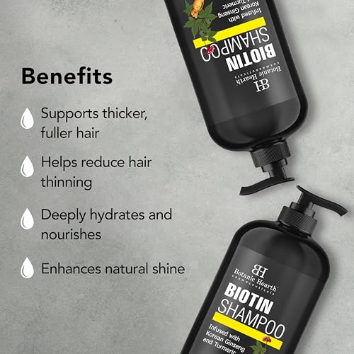 Image of Botanic Hearth Biotin Shampoo | Infused With Korean Ginseng & Turmeric For Stronger, Thicker | Looking Hair | Sulfate & Paraben Free | 16 Fl. Oz