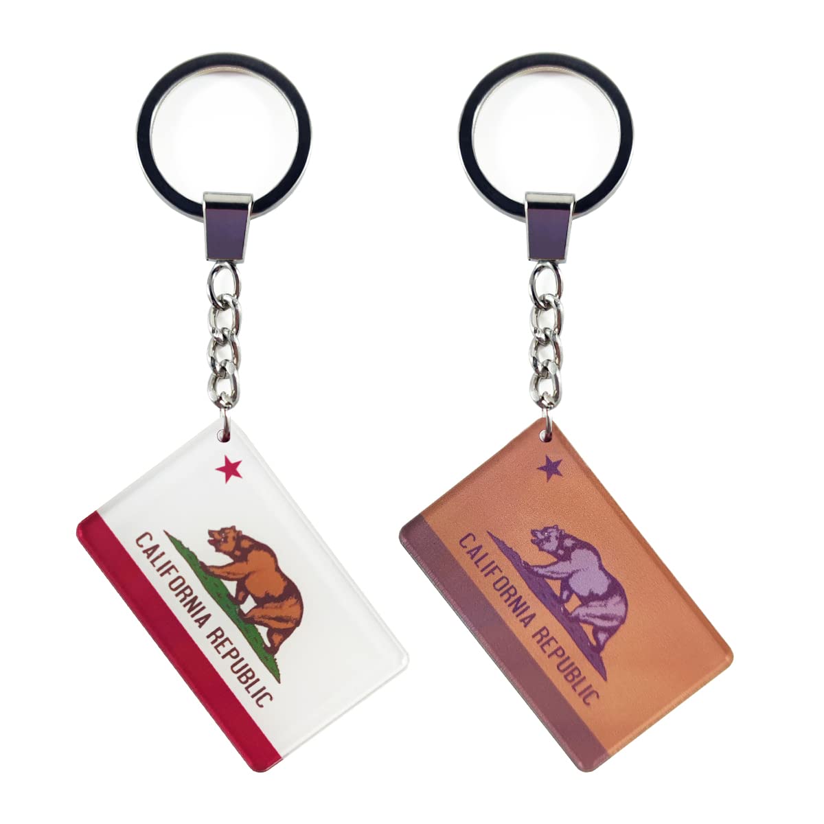 QQSDCalifornia Flag Keychain Key Ring, 2 Pack