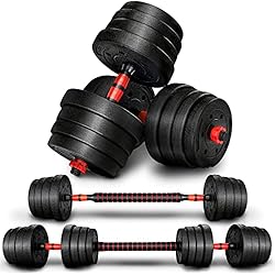 Mancuernas Extensibles RE:SPORT Juego de mancuernas 2 en 1, 30 kg, ajustables, mancuernas cortas y largas, cierres de estrella y tubo de conexión