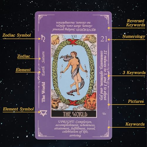 Image of Pink Tarot Cards for Beginners with Meaning on Them, 78 Classic Original Tarot Deck Cards with Guide Book