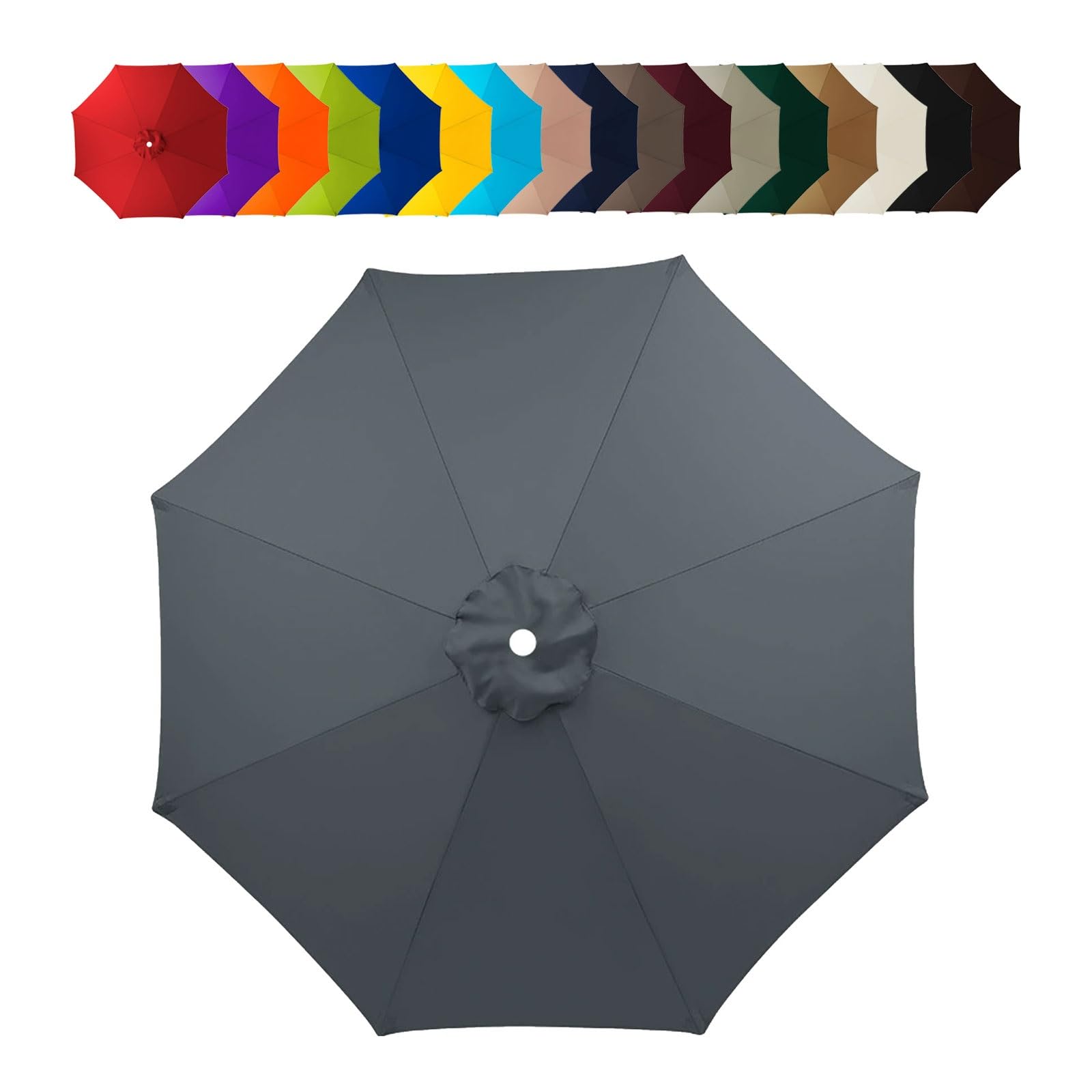Replacement Parasol Canopy 2.0m/2.5m/2.7m /3.0m 6 Arms/8 Arms Parasol Replacement Canopy Garden Umbrella Replacement Canopy Cover Parasol Umbrella Replacement Cover Replacement Parasol Fabric Cover(Gr