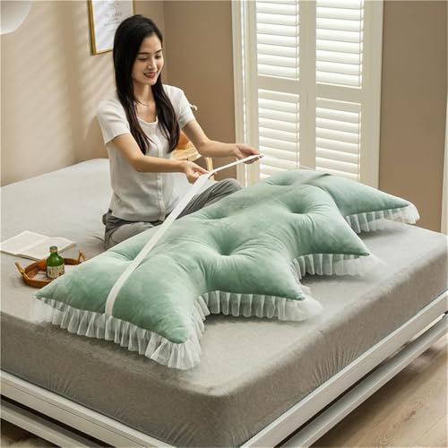 Image of Headboard Pillow PP Cotton Filler Large Bolster Pillows Backrest Support Sitting Up Reading Pillow in Bed Velvet Rest Upholstered Headboard Pads, (Green, 47 inchx47 inch)