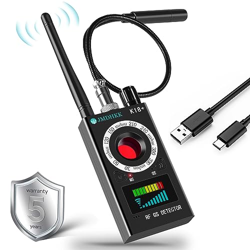 JMDHKK Hidden Camera Detectors,Anti Spy Detector,Bug Detector,GPS Detector,RF Detector Scanner Device for GPS Tracker in car Listening Device in office Camera Finder in hotel（Black）