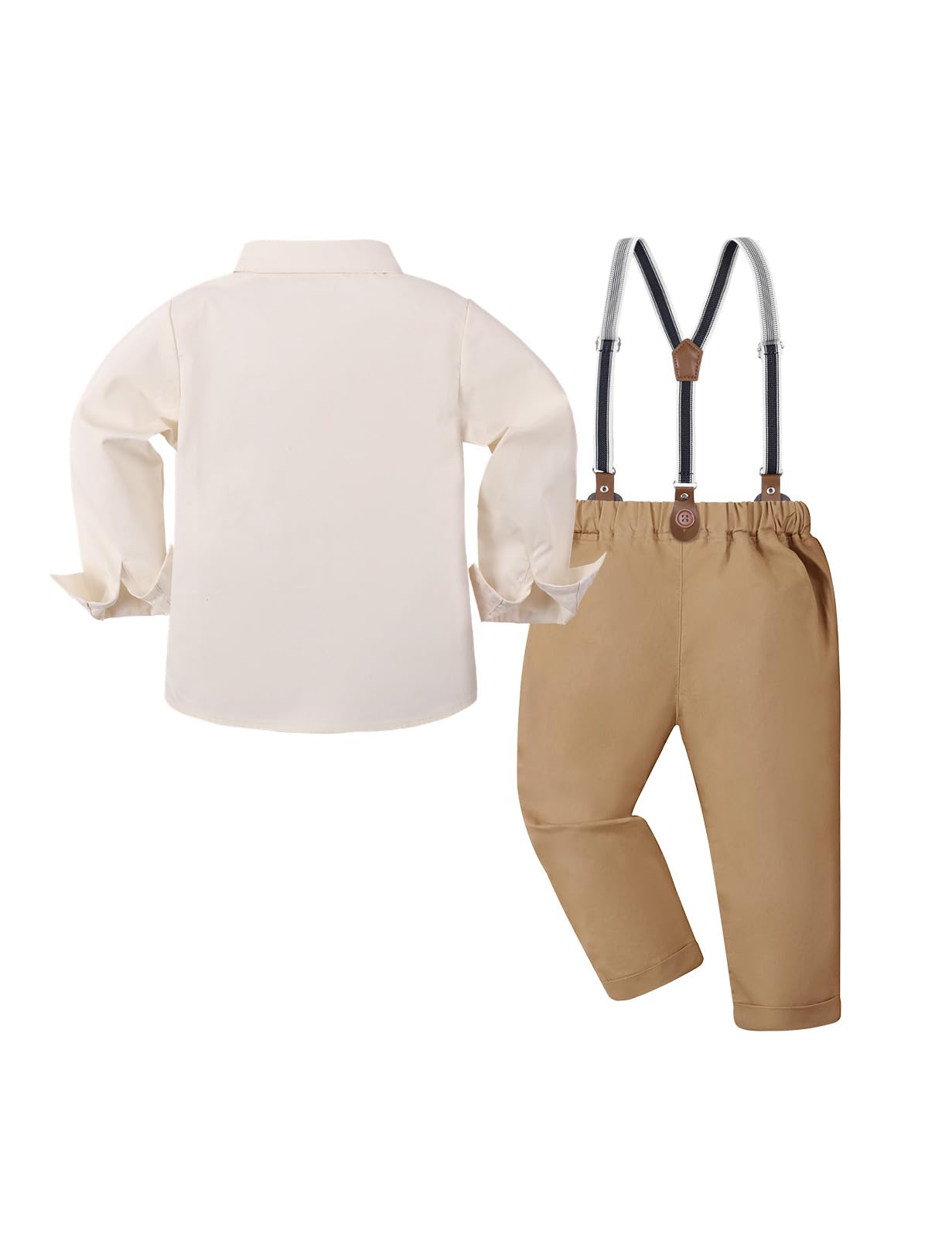mintgreen Bebé Niño Boda Traje 4pcs Bebé Cumpleaños Traje Manga Larga Camisas Sólidas + Pantalones + Tirantes + Pajarita 1-5 Años