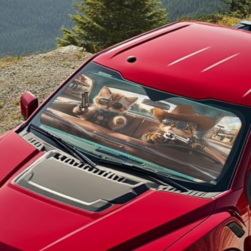 Image of Fashion Cat Car Windshield Sun Shade Foldable Automotive Interior Accessories for Protection Auto Sun Heat and UV Rays Blocker Fit Car Front Window for Trucks SUV Van