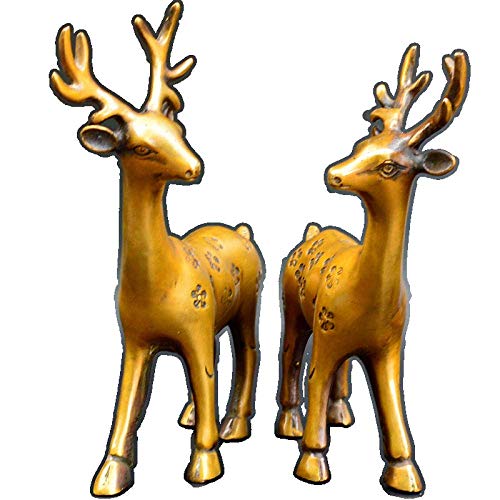 Sculpture de cerf Sika en cuivre pur H3TF5J, objet art fait main de collection pour salon chic