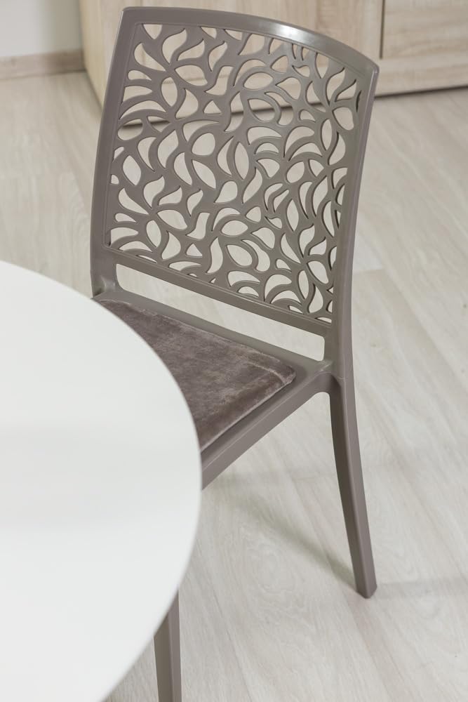 SIEDITI FUORI E DENTRO Sedie in polipropilene con fibra di vetro con cuscino di seduta, impilabili per interno, cucina o sala da pranzo, design moderno - Anna Soft (6, Tortora/Tortora)