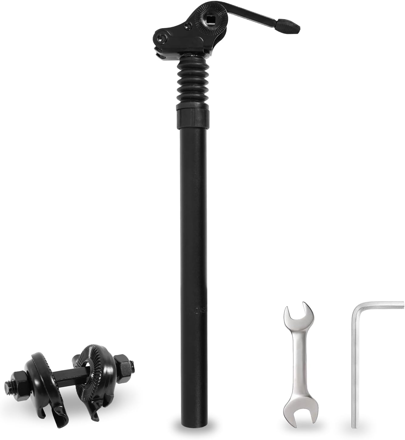 Bike Suspension Seatpost for Ebike: 27.2/30.9/31.6 x 400mm Adjustable Buffer Spring Shock Absorbing Seat Post for Electric Bicycle E-Bike MTB BMX (Installation Tools Included) Black 27.2 x 400mm