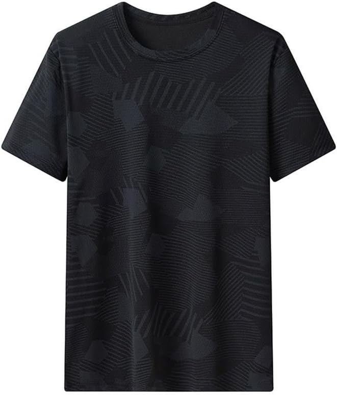 Men's Breathable Outdoor Sports Short Sleeves Wicking Loose-fit Half Sleeves Tops Fashion Polyester Round Neck Vest(D,XXXXXXXL)